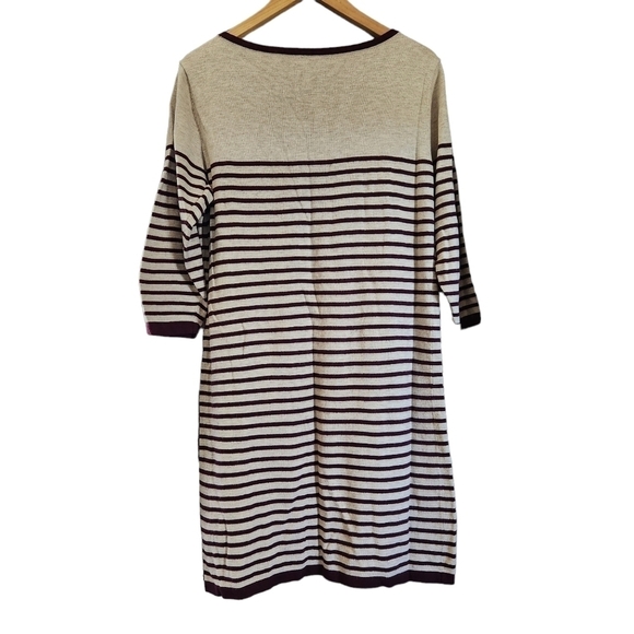 Banana Republic tan maroon stripes tunic  sweater dress shirt - Picture 4 of 9